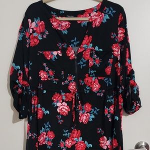 Torrid 00 Black Floral Midi Dress